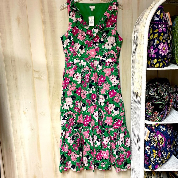J. Crew Dresses & Skirts - NWT J Crew Green Pink Floral Cotton V Neck Ruffle Pocket Maxi Dress Sz 12